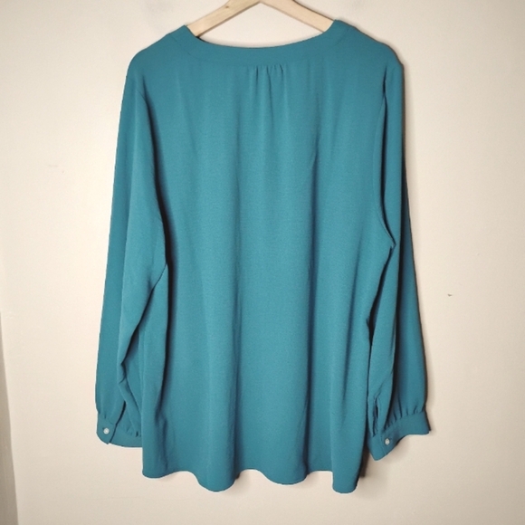 Soft Surroundings Liza Tunic Top Women’s 1X Teal Blue Dragonfly V-Neck Flowy - Picture 5 of 8
